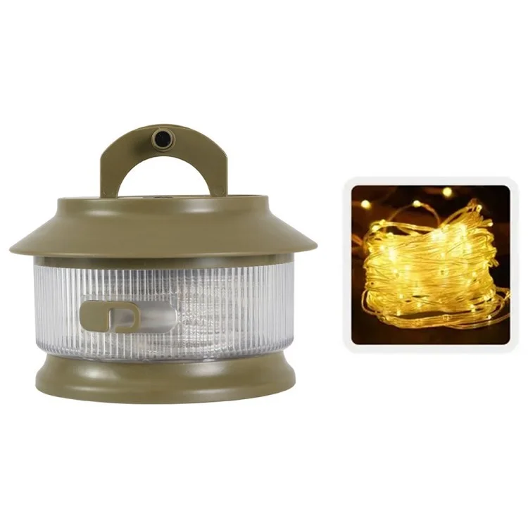 20 m Einziehbare IPX4 Water of Light Strip Outdoor Camping Umgebungslampe im Freien - Warmes Licht / Olivengrün