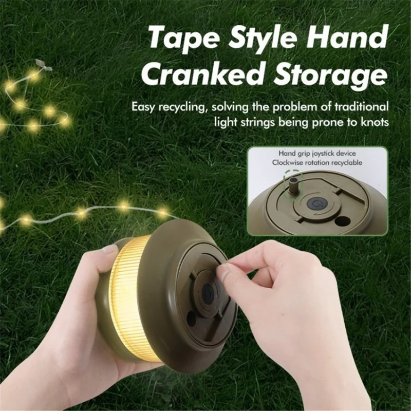 20 m Einziehbare IPX4 Water of Light Strip Outdoor Camping Umgebungslampe im Freien - Warmes Licht / Olivengrün