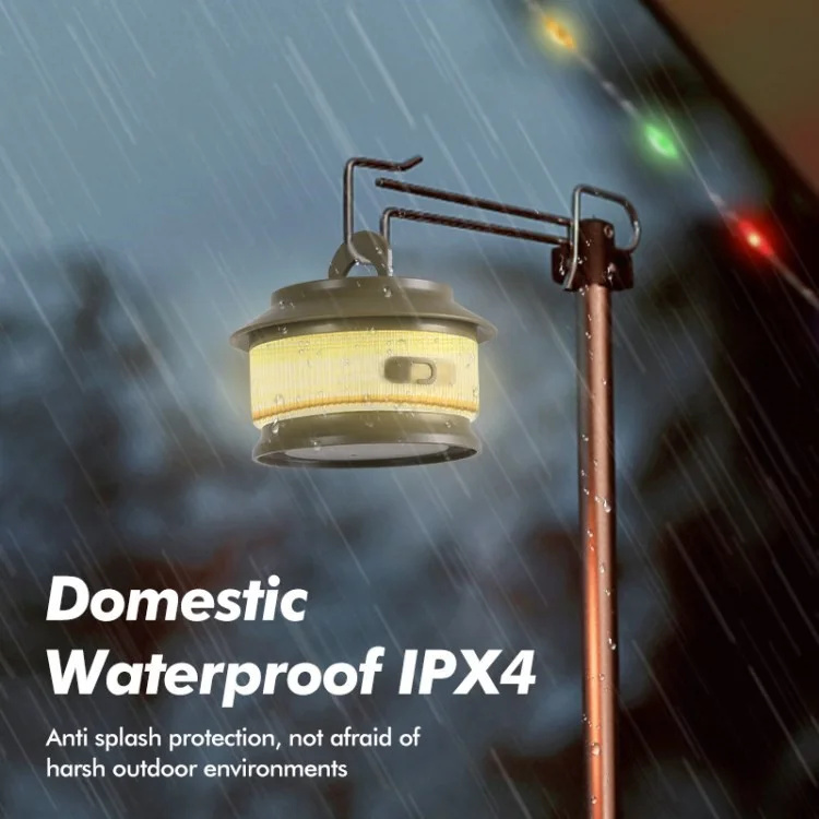 20 m Einziehbare IPX4 Water of Light Strip Outdoor Camping Umgebungslampe im Freien - Warmes Licht / Olivengrün