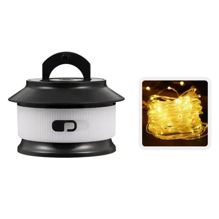 20 m Einziehbare IPX4 Water of Light Strip Outdoor Camping Umgebungslampe im Freien - Warmes Licht / Schwarz