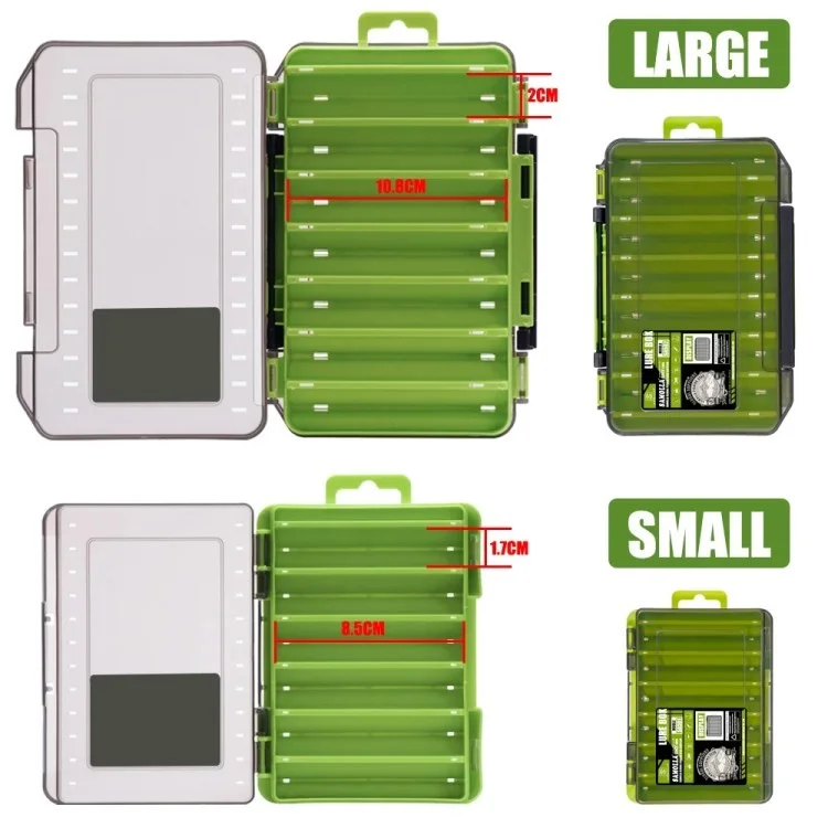 SAMOLLA Double Layer Fishing Gear PP Storage Box Fish Lure Tackle Box - Black / S