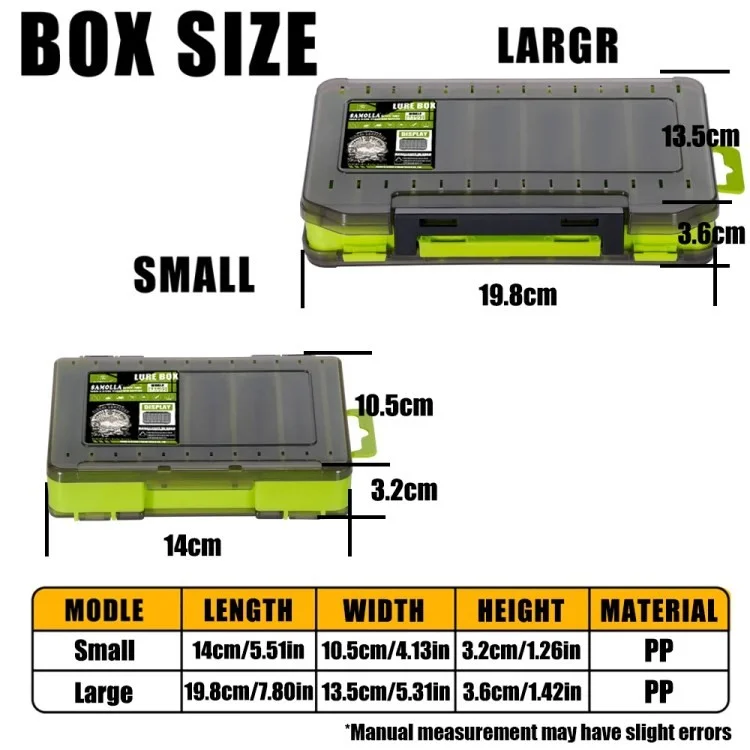 SAMOLLA Double Layer Fishing Gear PP Storage Box Fish Lure Tackle Box - Black / S