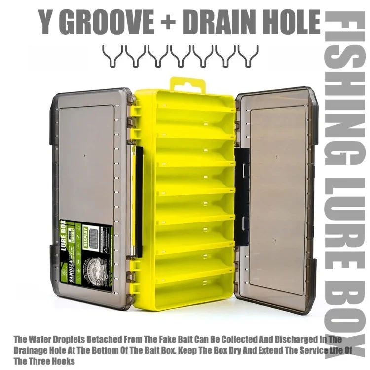 SAMOLLA Double Layer Fishing Gear PP Storage Box Fish Lure Tackle Box - Yellow / S