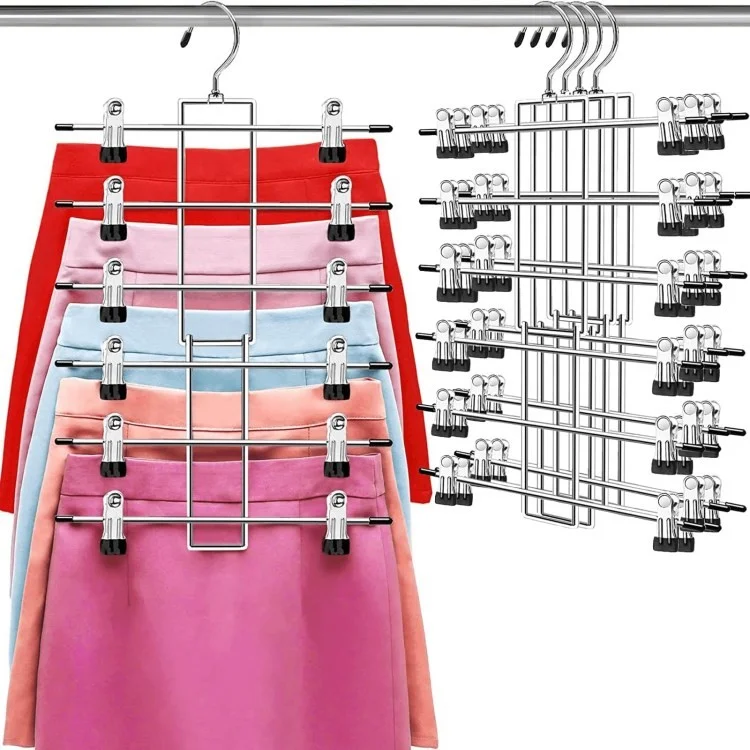 Colgilla de Almacenamiento de Vestuario de 6 Capas Plegable de 360 ​​grados de Gancho Giratorio de 360 ​​grados Pantalones de Diseño de Pantalones de Falda - Negro