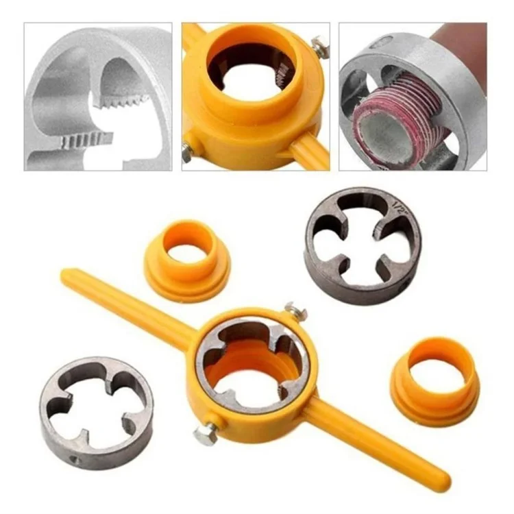 6pcs / Legen Sie Kunststoff+legierungsgewinde Maker -werkzeug -pipe -threader -handwerksanleihen -threader -threader -threader Für Gewinde Ein