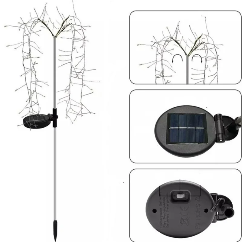 Inserzione a Terra 100ded Fireworks Solar Light Light Courtyard Garden Decoration Simulation Fireworks Light - Luce Calda