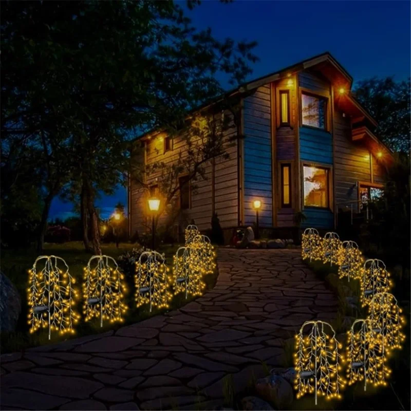 Inserzione a Terra 100ded Fireworks Solar Light Light Courtyard Garden Decoration Simulation Fireworks Light - Luce Calda