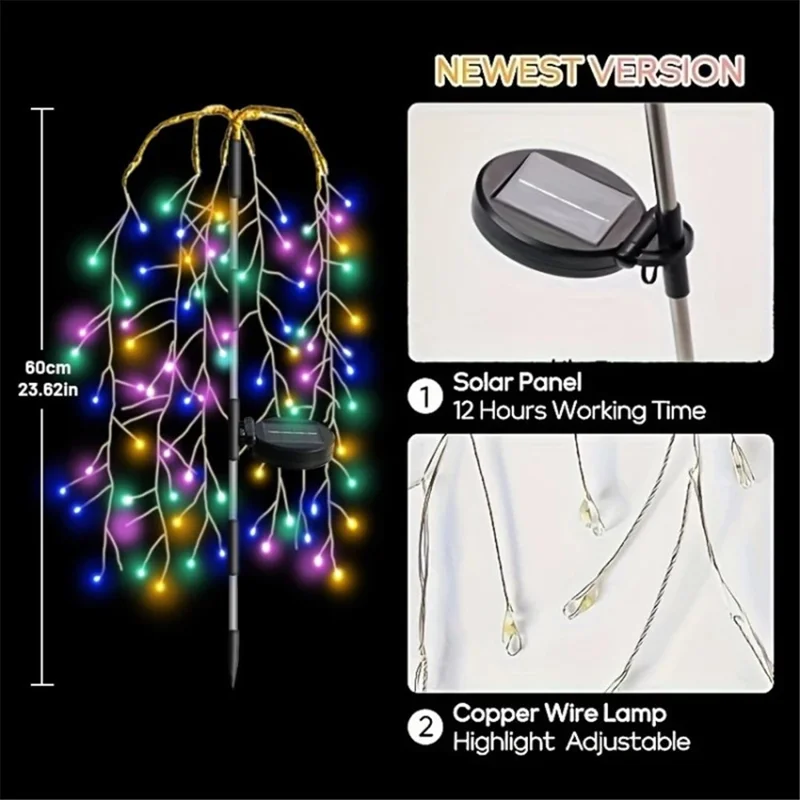 Inserzione a Terra 100ded Fireworks Solar Light Light Courtyard Garden Decoration Simulation Fireworks Light - Luce Calda