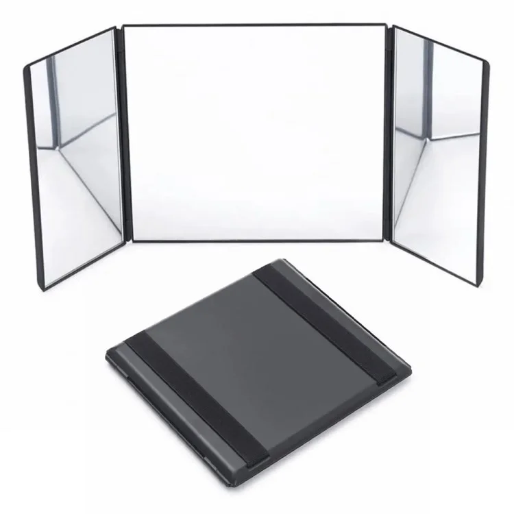 Visor de Voiture de Voiture Large Vue Pliable Miroir de Maquillage à Trois Pliages Miroir Cosmétique