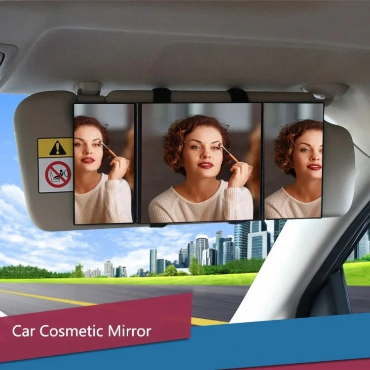 Visor de Voiture de Voiture Large Vue Pliable Miroir de Maquillage à Trois Pliages Miroir Cosmétique
