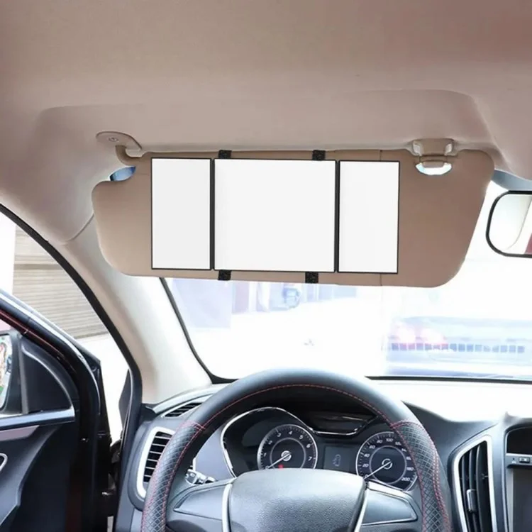 Visor de Voiture de Voiture Large Vue Pliable Miroir de Maquillage à Trois Pliages Miroir Cosmétique