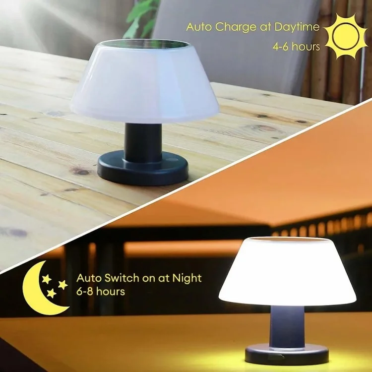 IP54 Waterproof Outdoor Solar Table Lamp 4 Gears Adjustable Indoor Desk Light