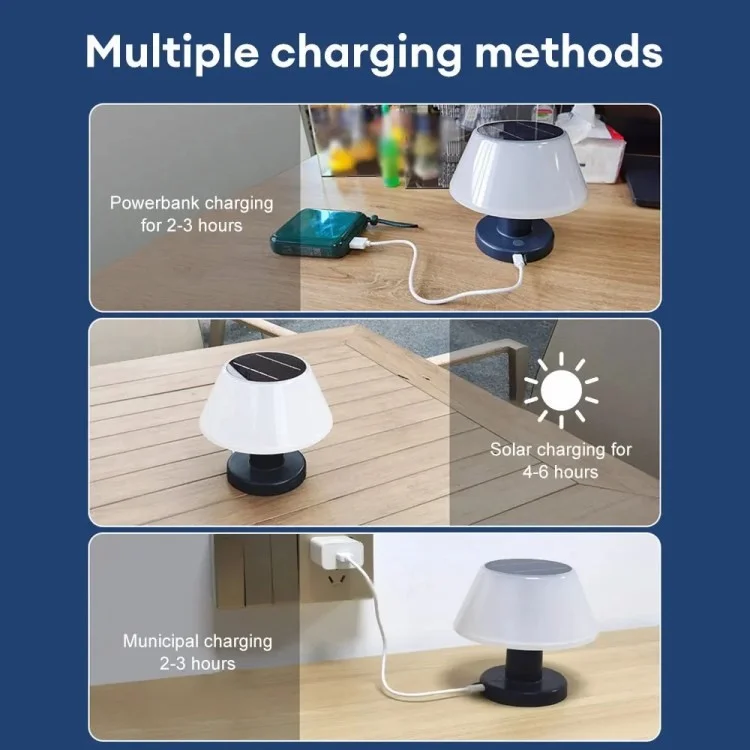 IP54 Waterproof Outdoor Solar Table Lamp 4 Gears Adjustable Indoor Desk Light