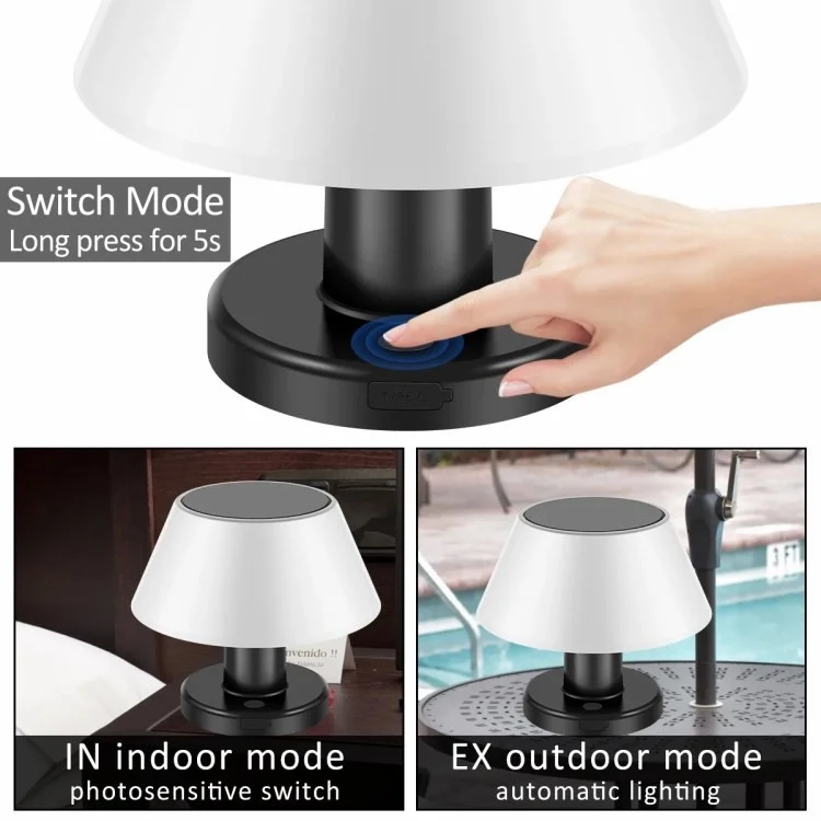 IP54 Waterproof Outdoor Solar Table Lamp 4 Gears Adjustable Indoor Desk Light