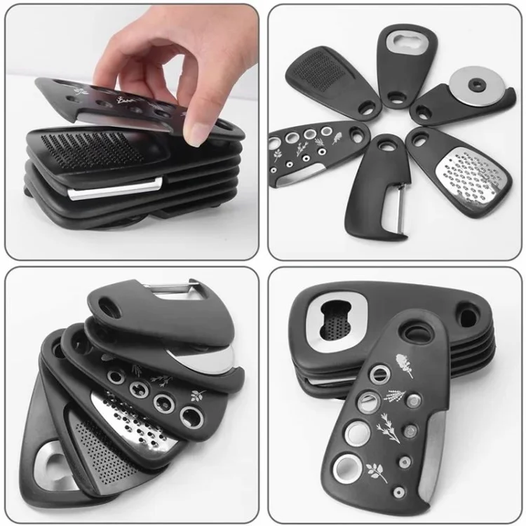 6-в-1 Роликовые Пиццы-резак с Открытием Для Открытия Чеснока Masher Peeler Kitchen Gadget Set (BPA Бесплатно, Без FDA)