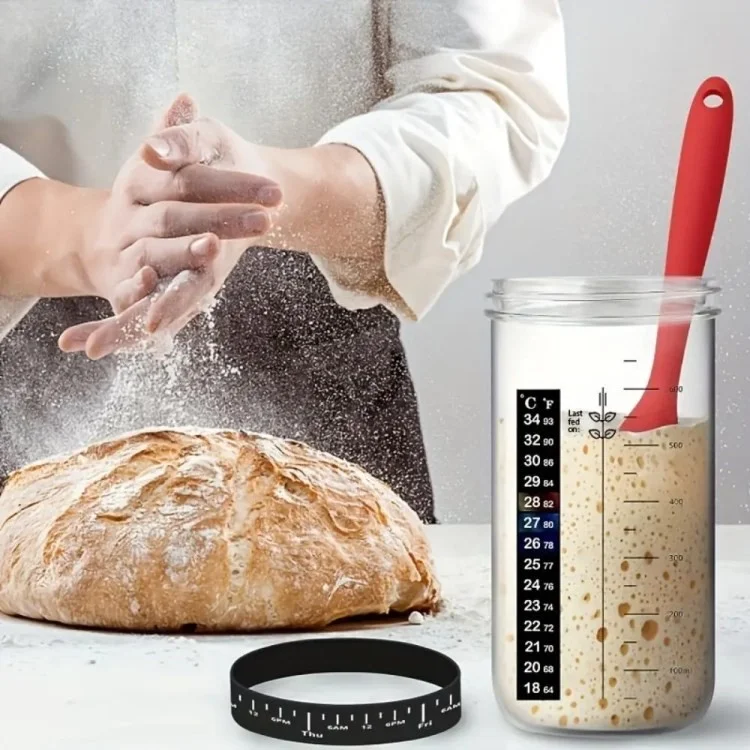 24 oz / 730 ml en Verre Transparent au Levain de Levain de Fermentation de Levain - 730 ml / Style B