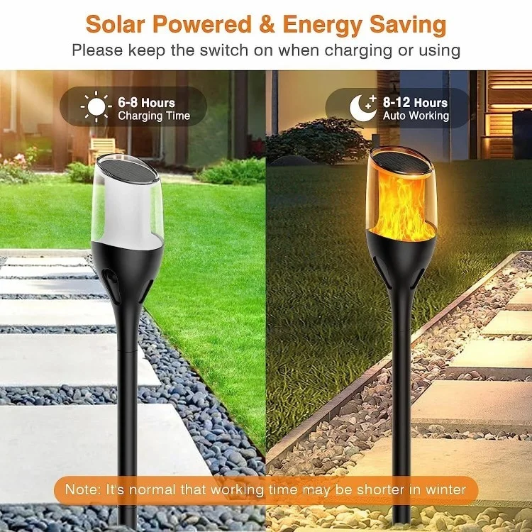 Solar Power Ground Flame Lamp IP65 Waterproof Garden Lawn Landscape LED Light