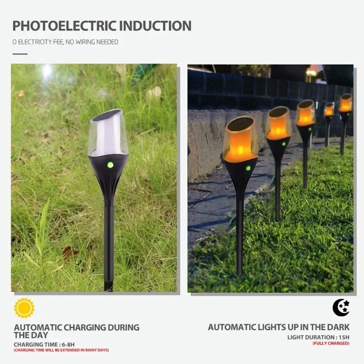 Solar Power Ground Flame Lamp IP65 Waterproof Garden Lawn Landscape LED Light