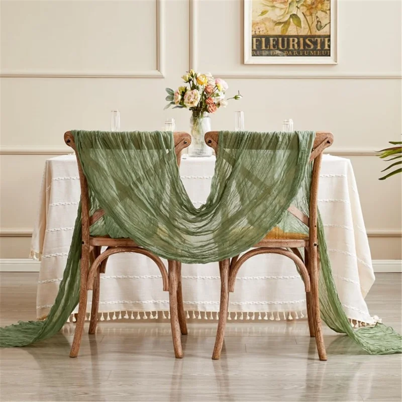 118x35 Inch Boho Gauze Table Runner Long Table Cloth for Wedding Birthday Party - Wine Red