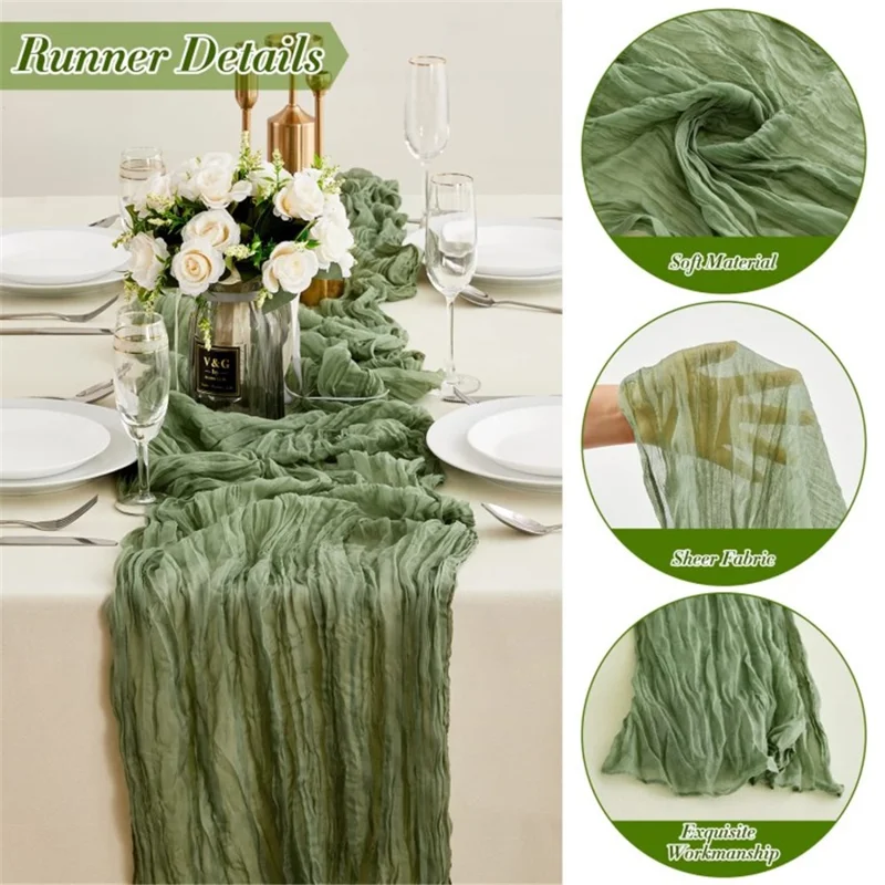 118x35 Inch Boho Gauze Table Runner Long Table Cloth for Wedding Birthday Party - Wine Red