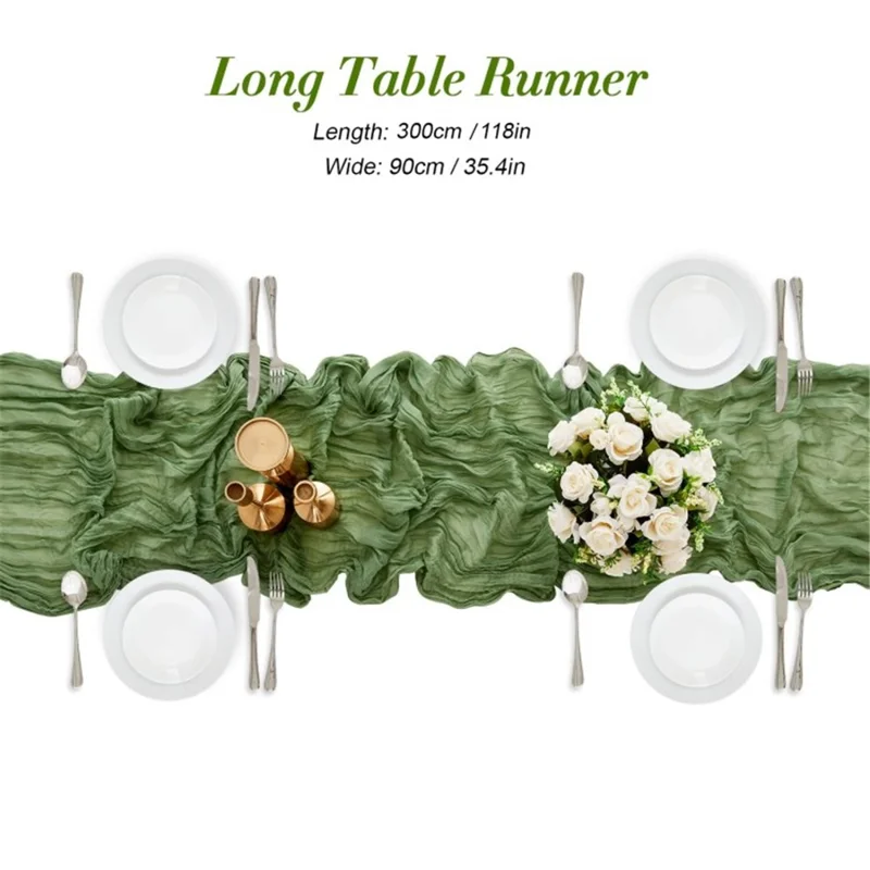 118x35 Inch Boho Gauze Table Runner Long Table Cloth for Wedding Birthday Party - Wine Red