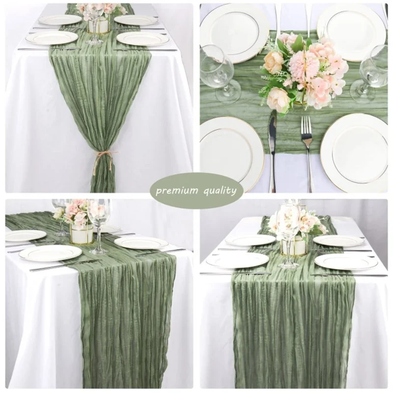 118x35 Inch Boho Gauze Table Runner Long Table Cloth for Wedding Birthday Party - Wine Red