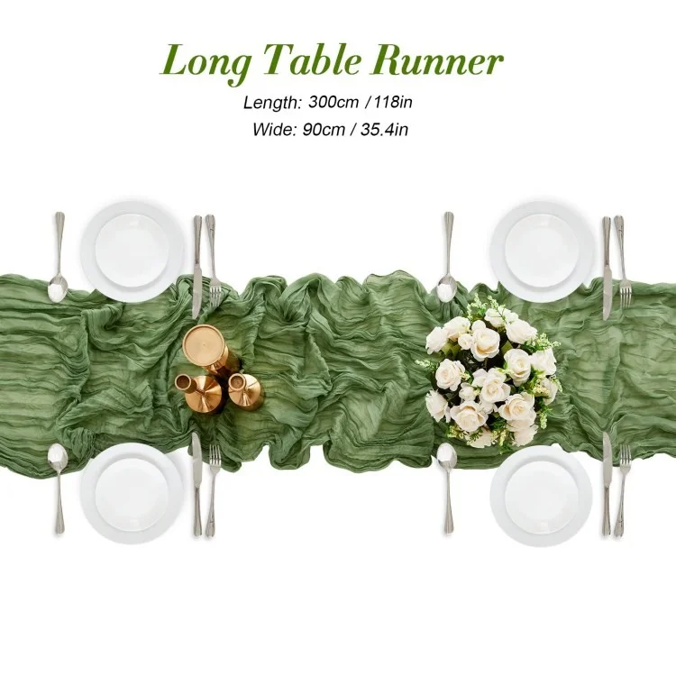 118x35 Polegada Boho Galze Table Runner Tala de Mesa Longa Para Festa de Aniversário de Casamento - Vermelho de Ferrugem