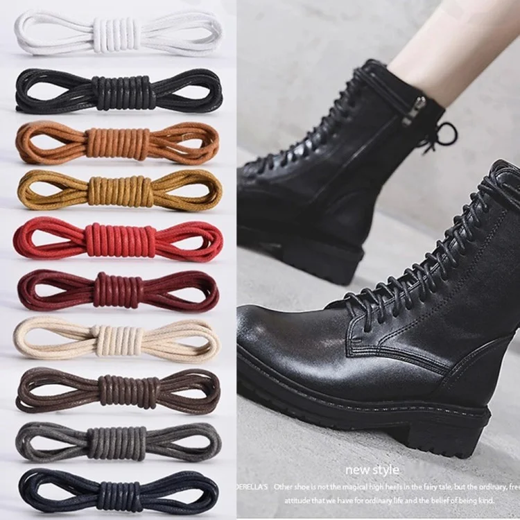 1 Paio di Uomini da 80 cm Donne Martin Boots Lacci Cerati in Cotone in Cerato in Corda Rotonda Scarpe Casual Shoelaces - Bianco