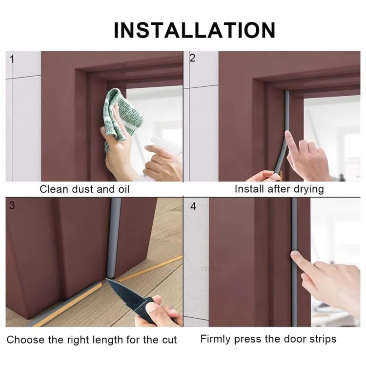 5m Self-adhesive Door Window EPDM Sealing Strip Anti-Collision Wind Stopper Sealing Tape - Black Type D 9x6mm