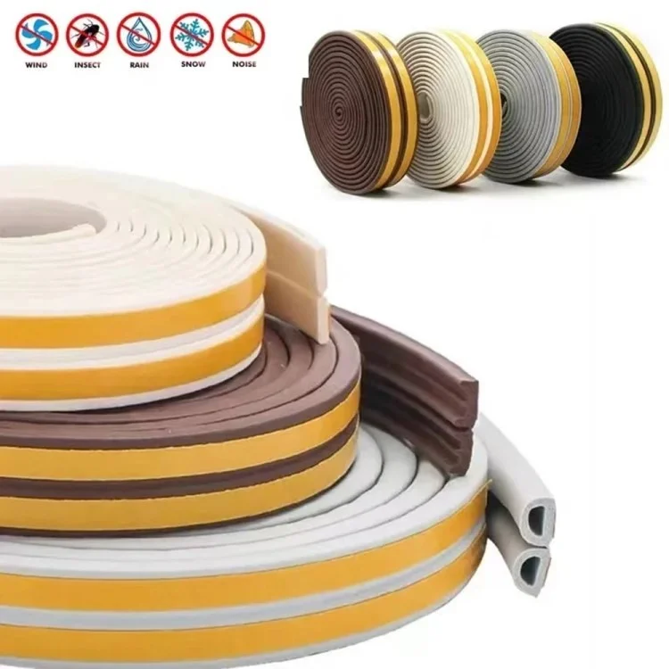 5m Self-adhesive Door Window EPDM Sealing Strip Anti-Collision Wind Stopper Sealing Tape - Black Type D 9x6mm