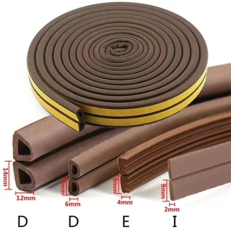 5m Self-adhesive Door Window EPDM Sealing Strip Anti-Collision Wind Stopper Sealing Tape - Black Type D 9x6mm