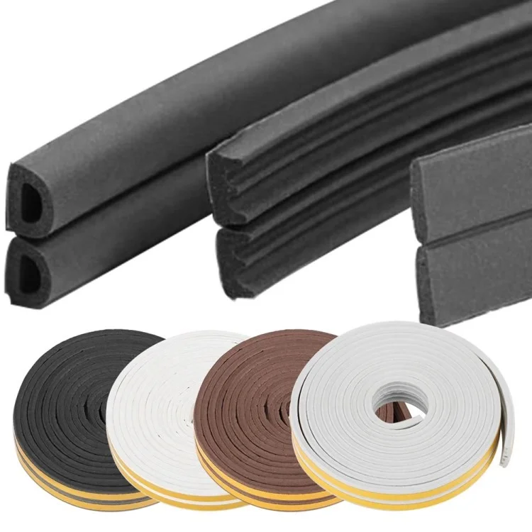 5m Self-adhesive Door Window EPDM Sealing Strip Anti-Collision Wind Stopper Sealing Tape - Black Type D 9x6mm