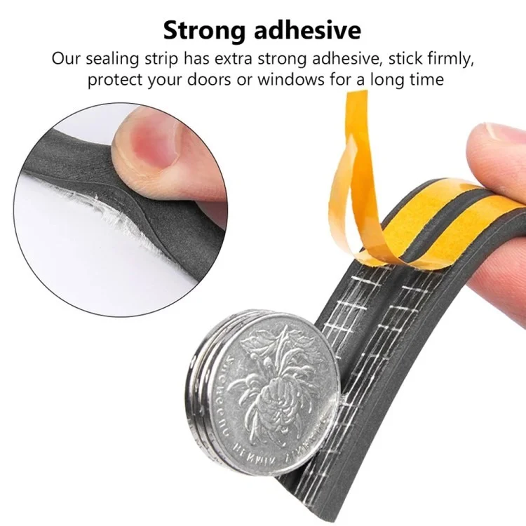 5m Self-adhesive Door Window EPDM Sealing Strip Anti-Collision Wind Stopper Sealing Tape - Black Type D 9x6mm