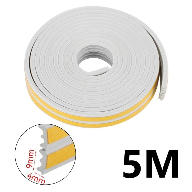 Ventana de Puerta Autoadhesiva de 5 m EPDM Selling Strip Strip Anti-Collision Seleting Cinta de Sellado - Tipo Gris E 9x4mm