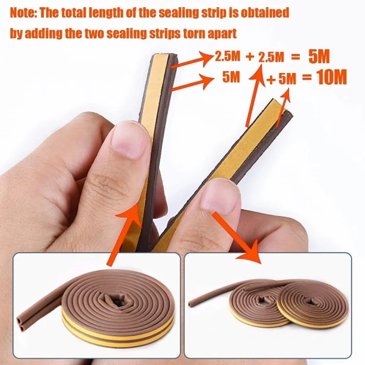 Ventana de Puerta Autoadhesiva de 5 m EPDM Selling Strip Strip Anti-Collision Seleting Cinta de Sellado - Tipo Gris E 9x4mm