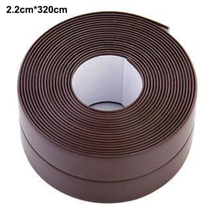 Sealing Strip Shower Sink Bathtub Caulking Tape PVC Self-Adhesive Waterproof Wall Tape for Bathroom Kitchen - Brown / 2.2cmx3.2m
