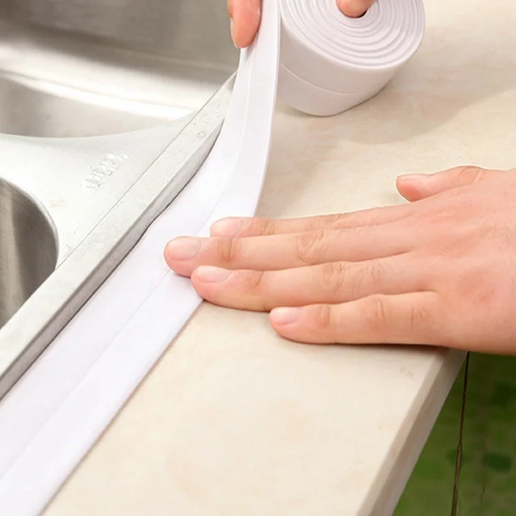 Sealing Strip Shower Sink Bathtub Caulking Tape PVC Self-Adhesive Waterproof Wall Tape for Bathroom Kitchen - Brown / 2.2cmx3.2m