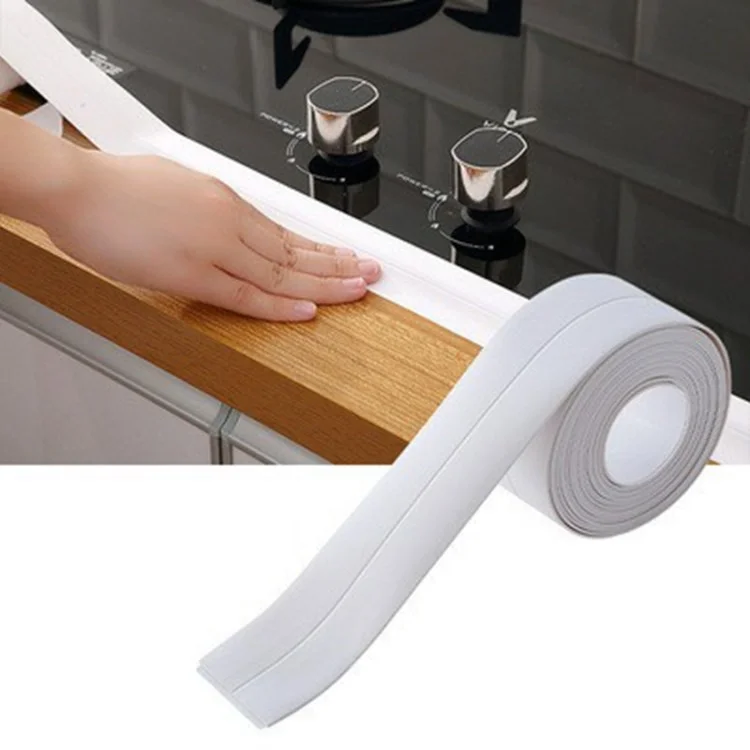 Sealing Strip Shower Sink Bathtub Caulking Tape PVC Self-Adhesive Waterproof Wall Tape for Bathroom Kitchen - Brown / 2.2cmx3.2m