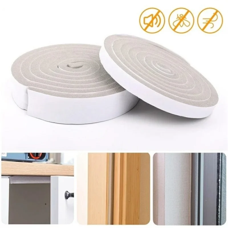 5m Self Adhesive Window Gap Sealing Strip Soundproof Wind Stopper Sealing Tape - White 15mm