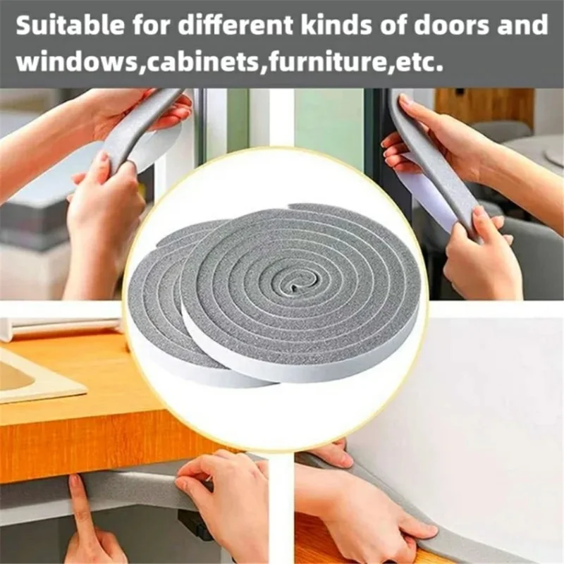 5m Self Adhesive Window Gap Sealing Strip Soundproof Wind Stopper Sealing Tape - White 15mm