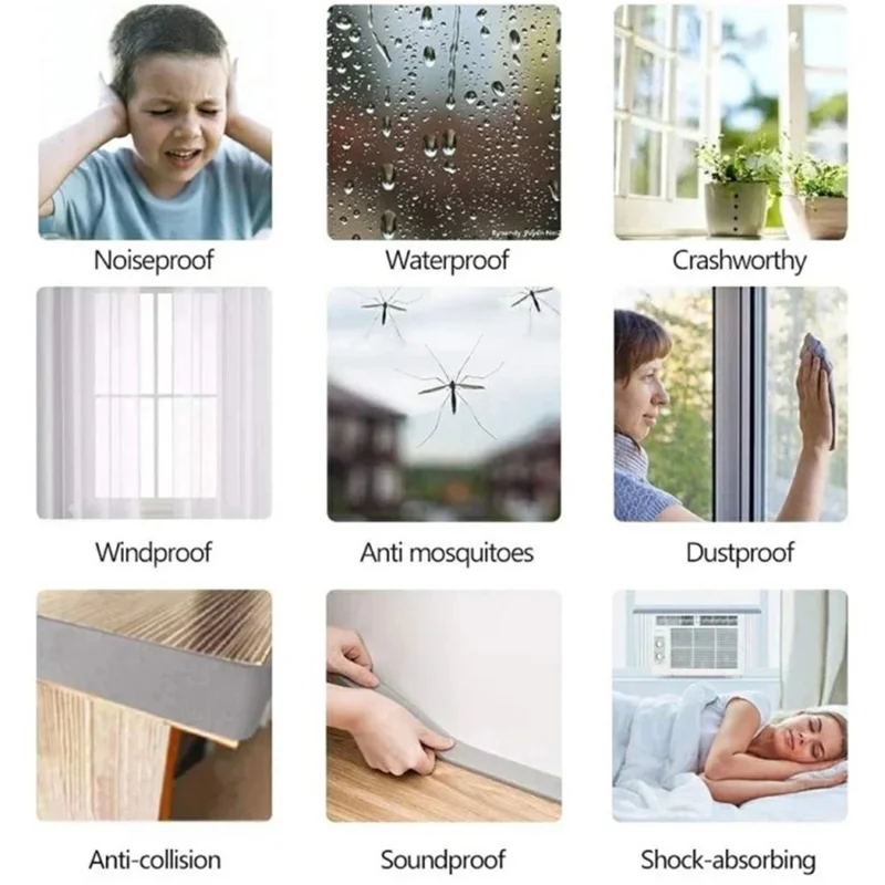 5m Self Adhesive Window Gap Sealing Strip Soundproof Wind Stopper Sealing Tape - White 15mm