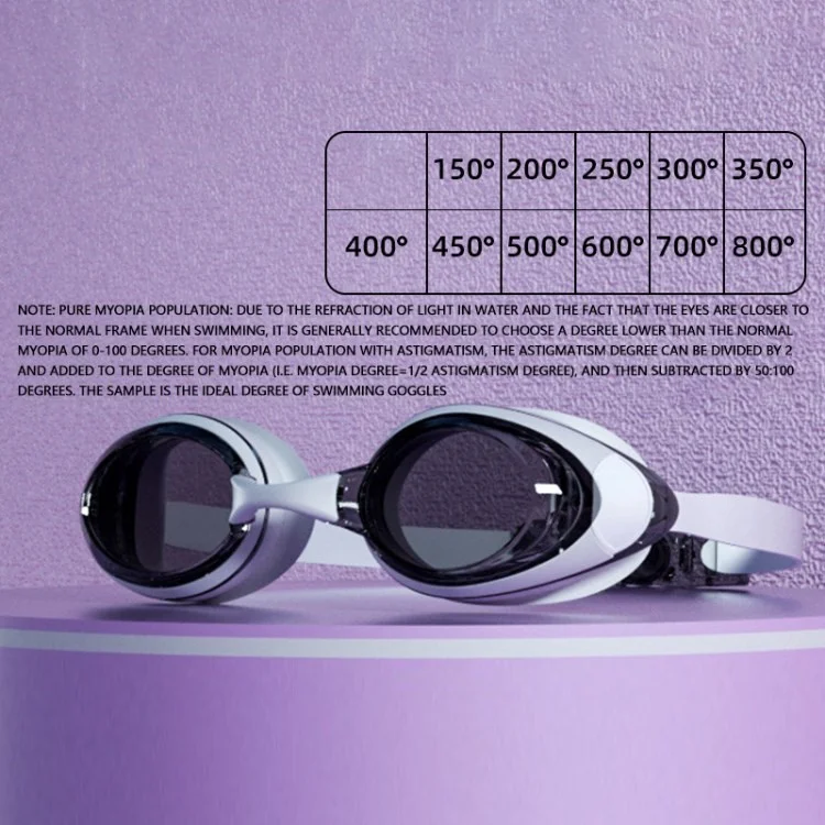 Y32 Miopia Adulta Nadar Óculos de Natação HD Anti-fog Imperpermeável Copos de Natação - Branco / 350 Graus Miopia