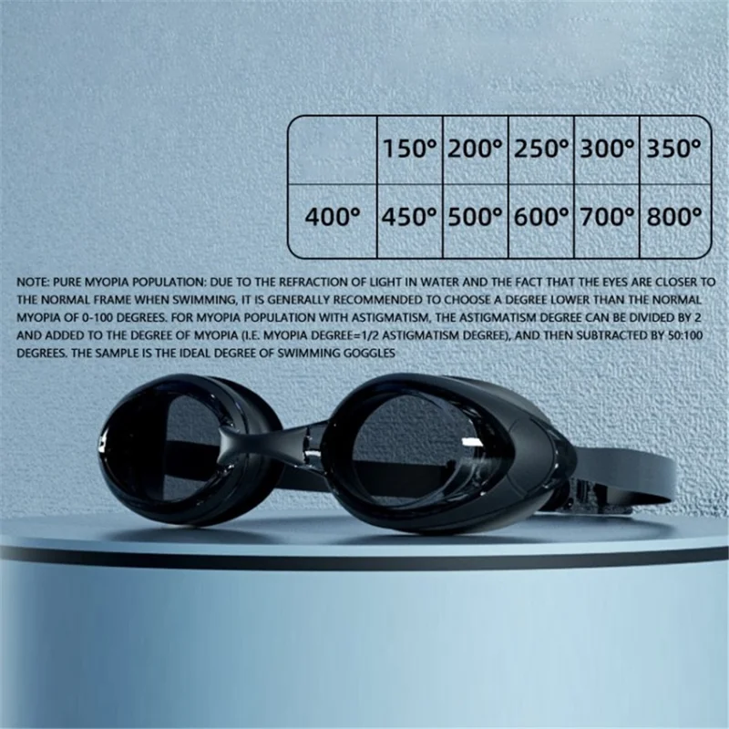 Y32 Miopia Adulta Nadar Óculos de Natação HD Anti-fog Imperpermeável Copos de Natação - Preto / 300 Graus Miopia