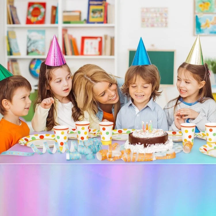 Iridescent Towloth Birthday Party Table Plot Plástico Descartável Tampa de Mesa - 137x274cm