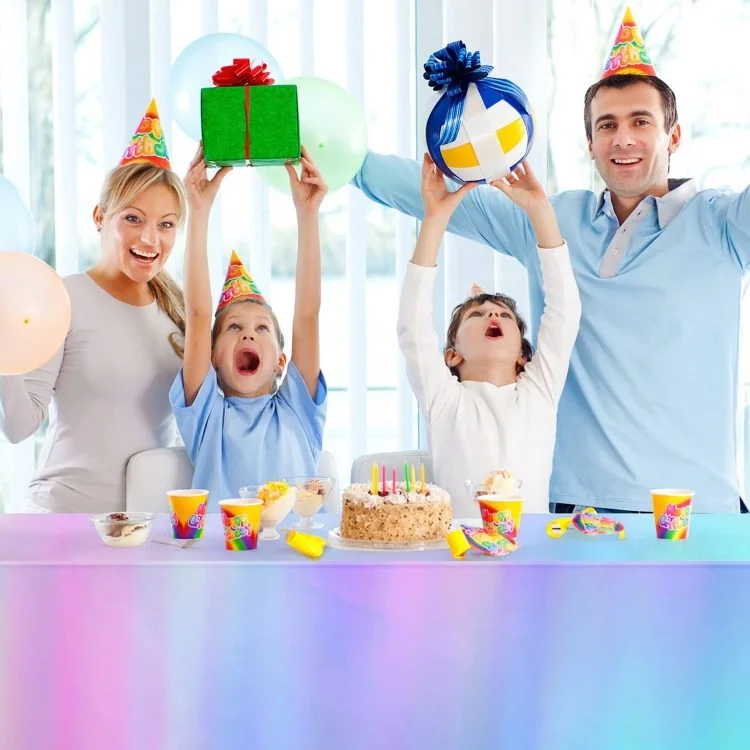 Iridescent Towloth Birthday Party Table Plot Plástico Descartável Tampa de Mesa - 137x274cm