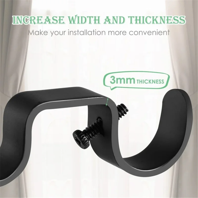 3Pcs Curtain Double Rod Holder Base Integrated Support Rack Curtain Rod Iron Bracket - Silver