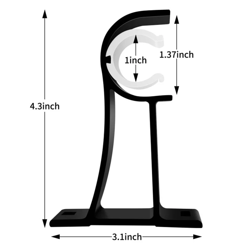 4Pcs Aluminum Alloy Curtain Single Rod Bracket Roman Rod Base Support Rack - Black