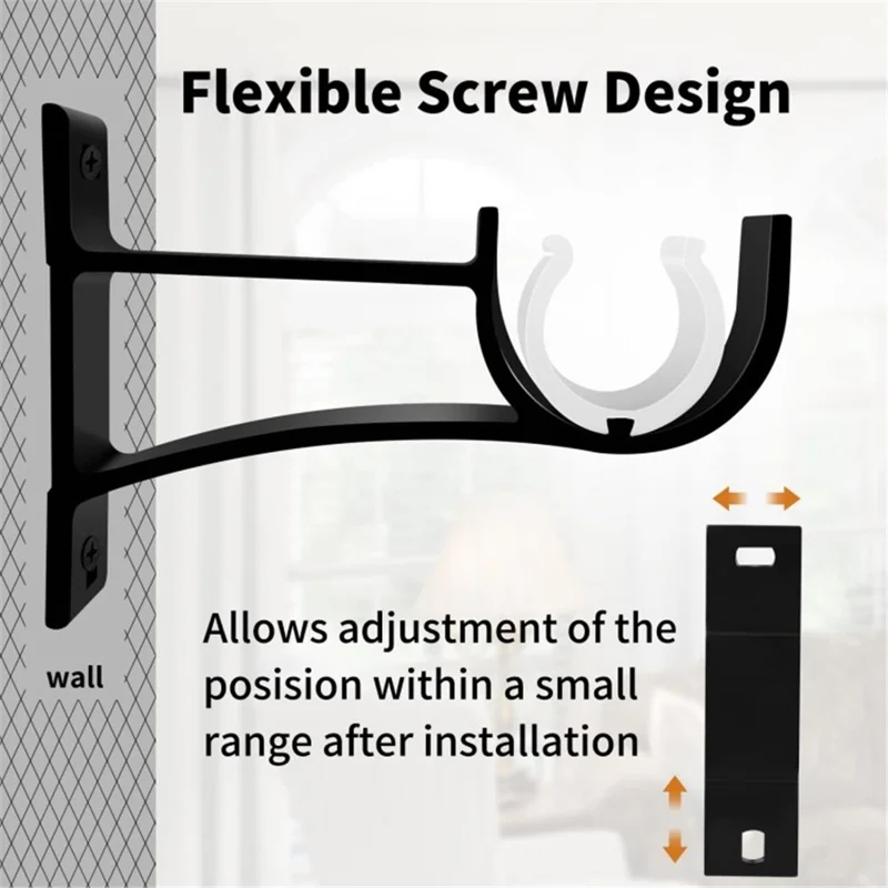 4Pcs Aluminum Alloy Curtain Single Rod Bracket Roman Rod Base Support Rack - Black