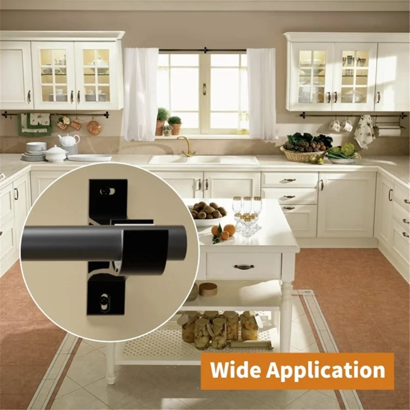 4Pcs Aluminum Alloy Curtain Single Rod Bracket Roman Rod Base Support Rack - Black