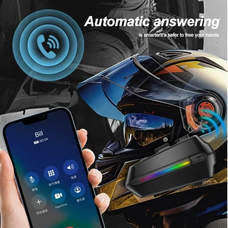 C5S Motorcycle Helmet Bluetooth 5.4 Reducción de Ruido de Auriculares Auriculares de Motos Impermeables - Micrófono Duro